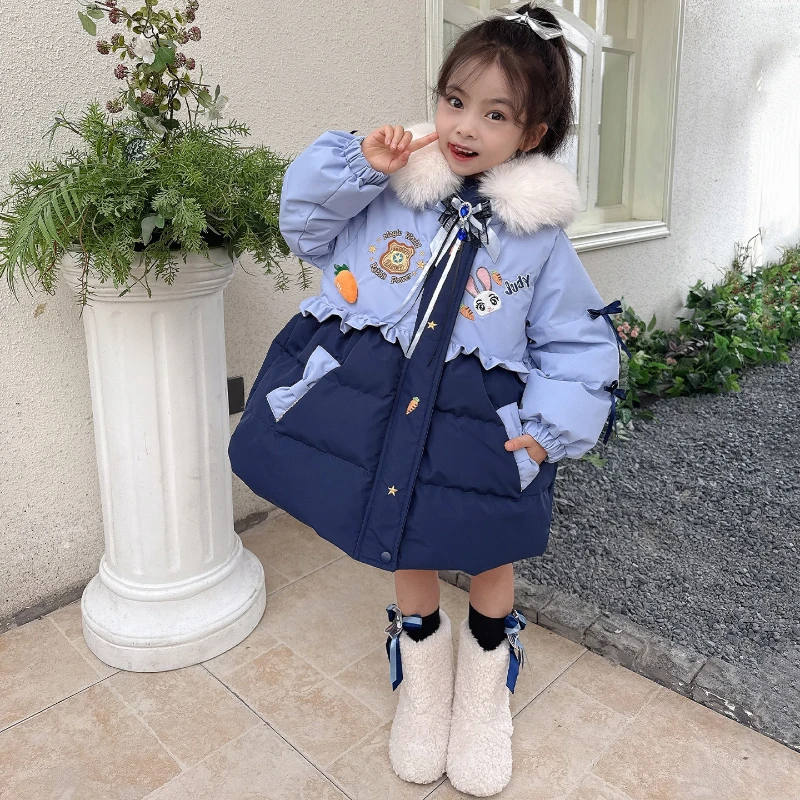 

2025 Korean Style Girls Down Jacket, White Duck Feather Winter Coat for Kids & Toddlers Fashion Outerwear