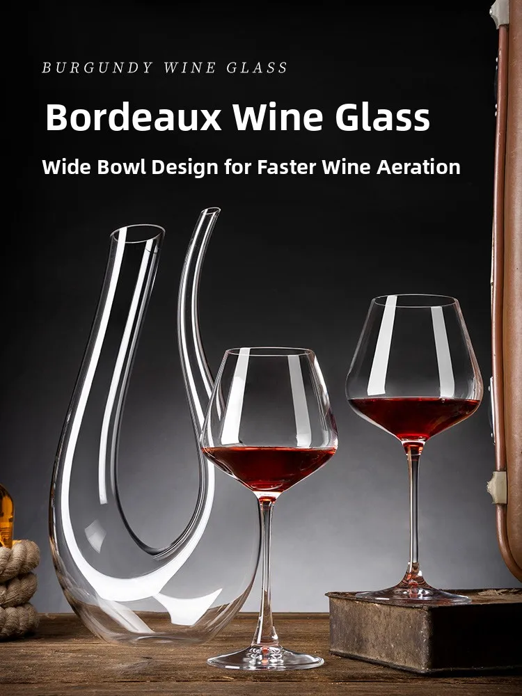 Burgundy Red Wine Glasses Set Crystal High Footed Wine Decanter Large Belly Home Use Wine Glasses Creative Luxury Pair