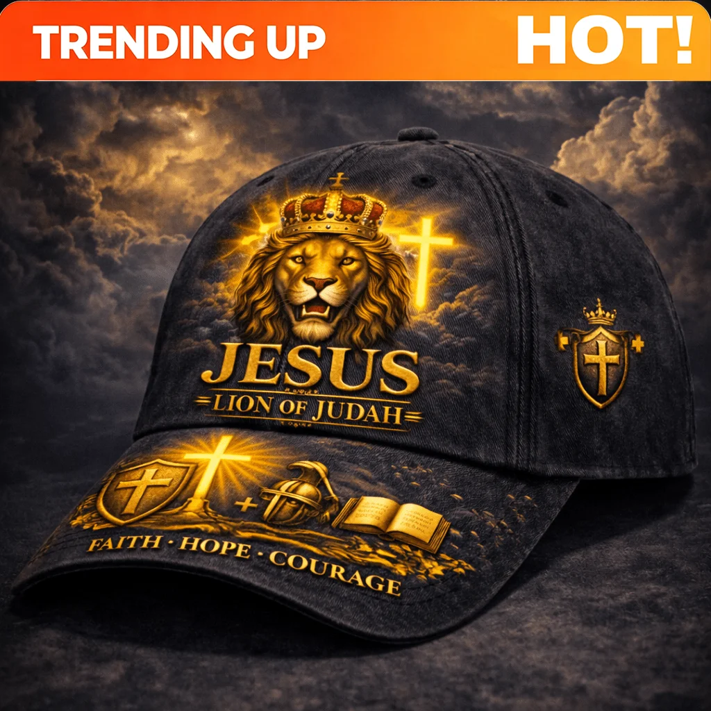Customization Christian Baseball Cap | King Of Judah Lion Crown With Lion And Cross Design Faith, Hope, Courage Patterns