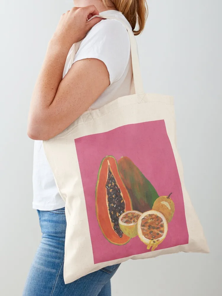 Passion Fruit & Papaya Tote Bag canvas tote bags university Cloth sac pour femme Canvas