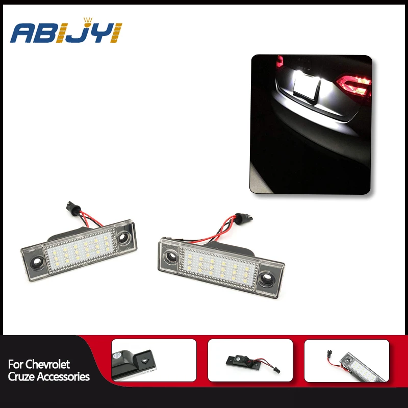 2 SZT. Akcesoria samochodowe LED do oświetlenia tablicy rejestracyjnej Chevrolet Cruze 2010-2015, lampa LED tablicy rejestracyjnej 12V 7000K biała