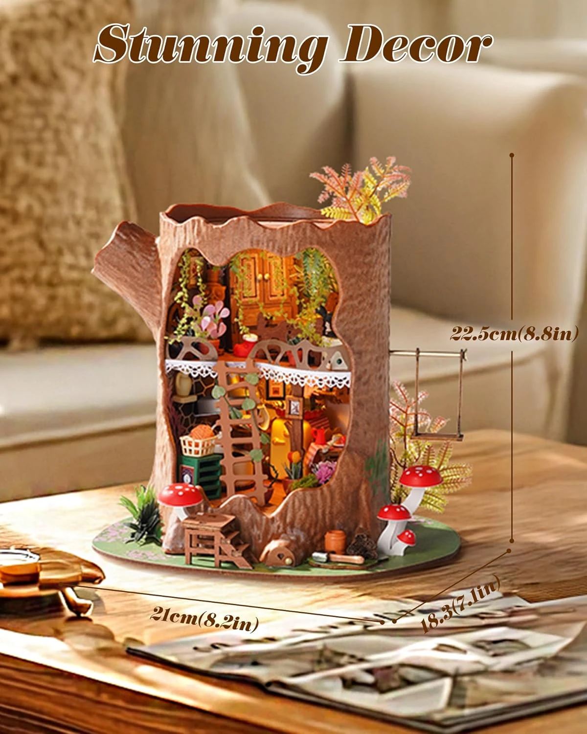 DIY Mini Tree House Kit – Fairytale Dollhouse Diorama, Fantasy Forest Building Set, Home Decor Gift for Adults & Craft Lovers