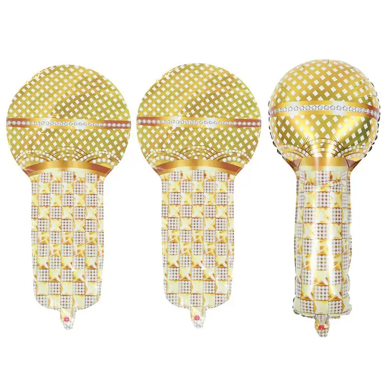 

3Pcs Inflatable Microphone Props Microphone Balloon Aluminum Film Balloon Inflatable Balloons Sunglasses 90s Party Decoration