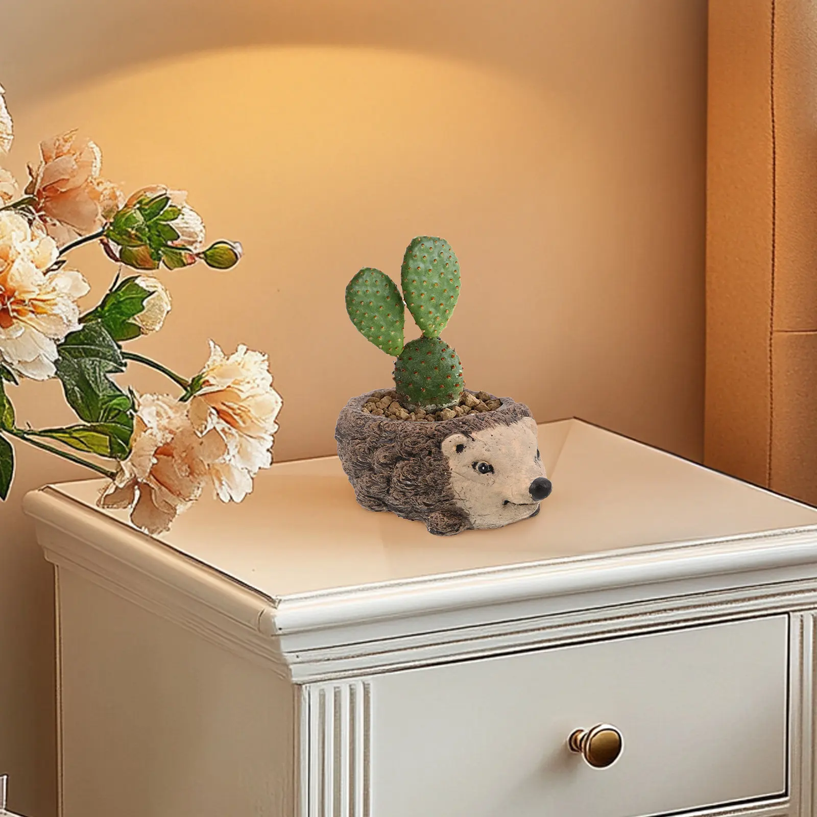 Mini Hedgehog Cement Flower Pot Cute Animal Shaped Succulent Planter Indoor Office Desk Decor Concrete Flower Pot Small