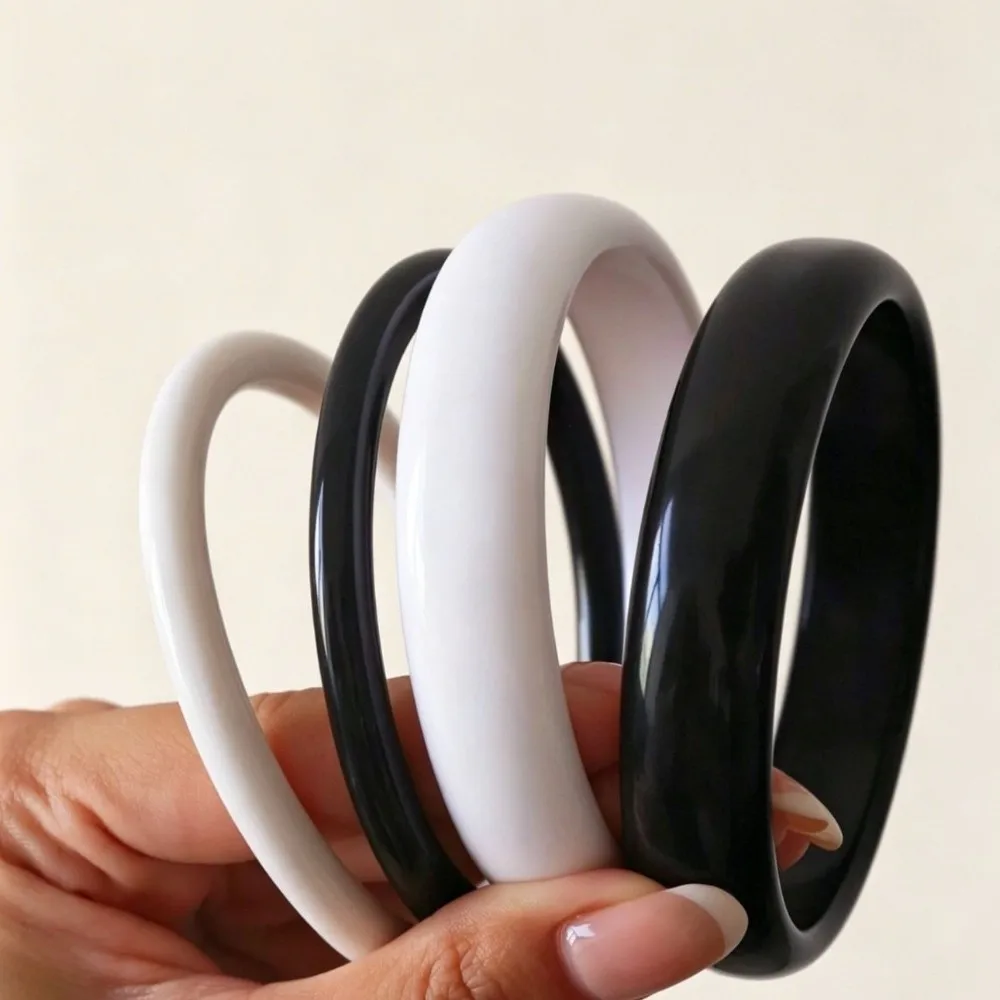 4Pcs/Set Jewelry Wristband Acrylic Bracelets Set Hand Ring Translucent Boho Bracelets Bohemia Korean Resin Bangle Women