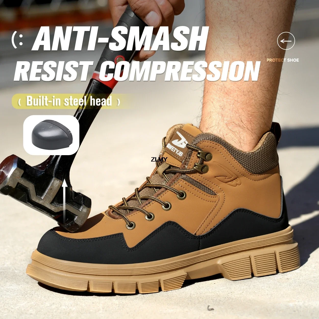 

Men Steel Toe Sneakers Anti-smash Anti-stab Safety Shoes Lightweight Men's Work Safety Boots Man Protective Footwear Industrial