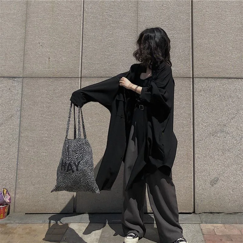 Chaquetas holgadas coreanas, prendas de vestir exteriores, Tops con solapa, abrigo de longitud media, gabardina informal elegante, moda de primavera para mujer, Gabardina Casaco
