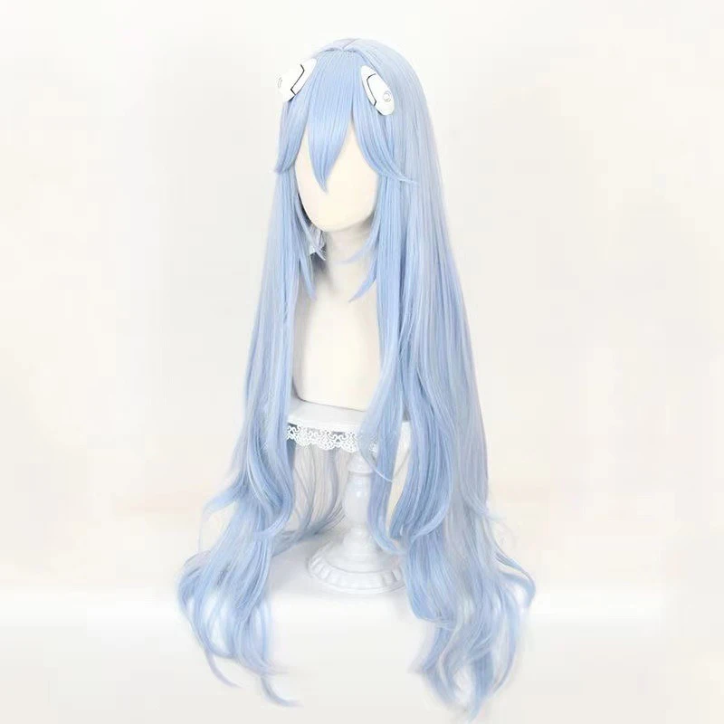 애니메이션 신세기 에반게리온 코스프레 가발 아야나미 레이 코스프레 헤드기어 만화 전시회 의상 매치 컬러풀 롱 컬리 헤어