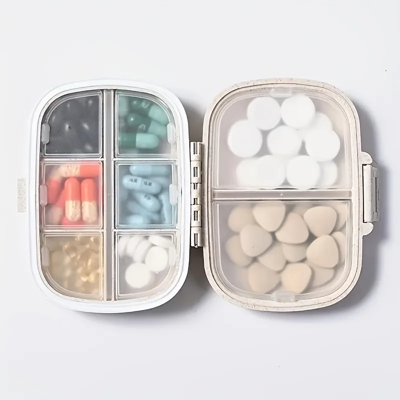 

1PC Portable 8-compartment sealed medicine box, moisture-proof, one week pill box, packaging and storage box, wheat medicine