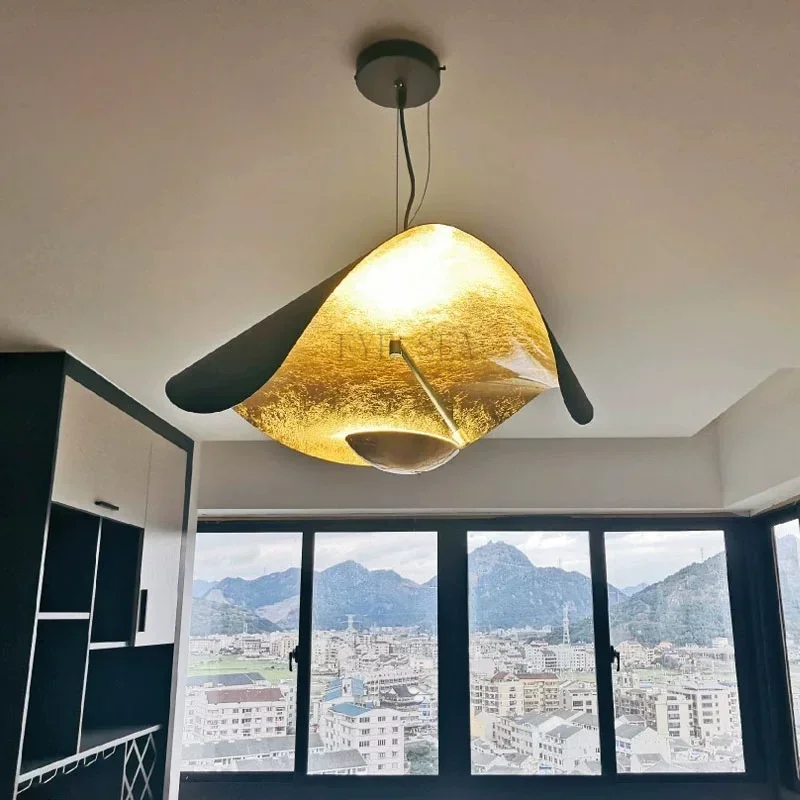 

Modern Curved Chandeliers Living Room Restaurant French Hat Art Design Indoor Pendant Lights Home Decoration Eye Protection LED