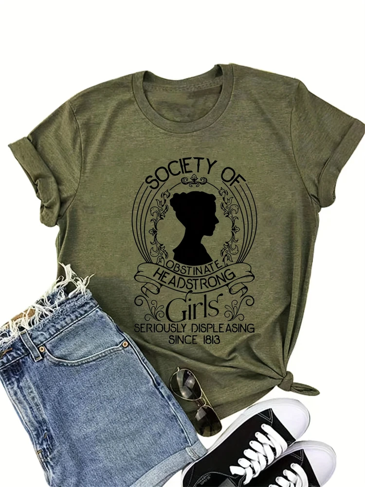 

Летний женский топ с круглым вырезом и принтом букв, женская модная свободная удобная дышащая уличная футболка, повседневная одежда