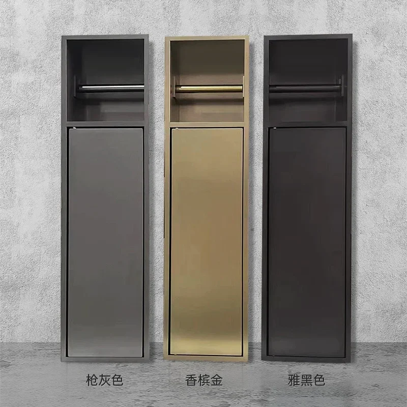 Customized Bathroom Niche Stainless Steel Embedded Storage Rack Toilet Brush Niche with Door Bathroom Tissue Holder Closet