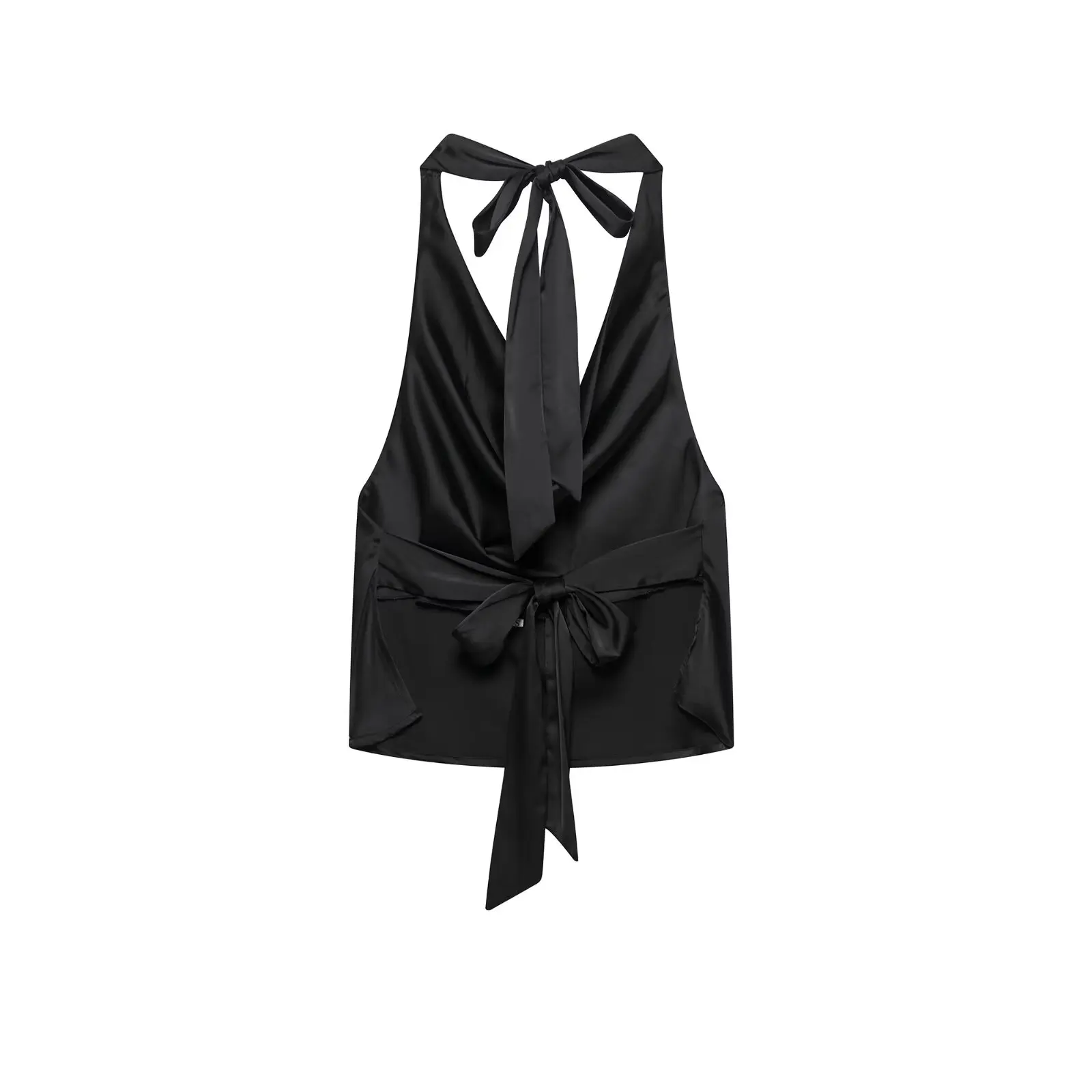 Zevity 2025 Frauen Sexy Ärmellose Backless Bogen Gebunden Soft Touch Bluse Weibliche FashionHalter Shirts Sommer Blusas Chic Tops LS9013