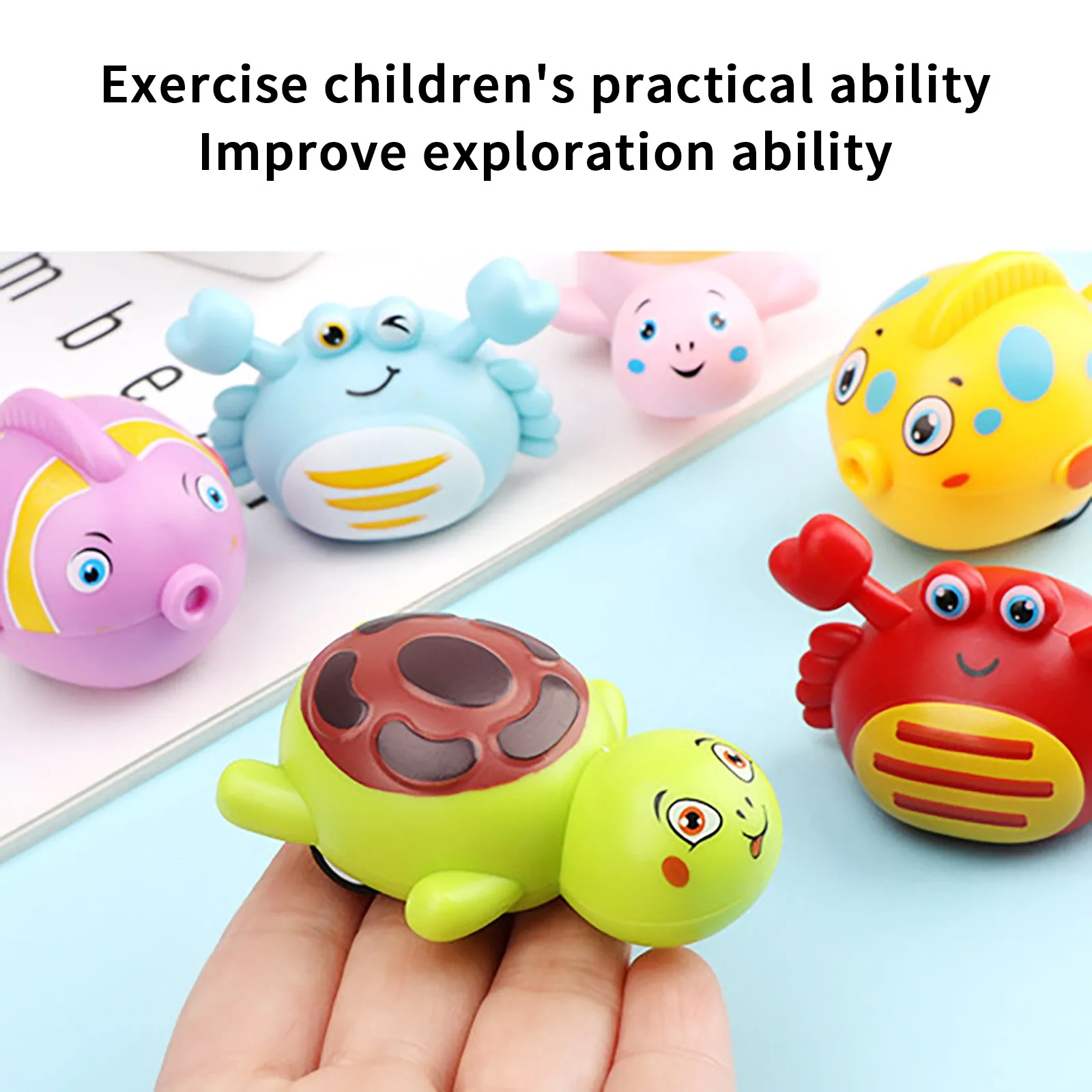 Zabawki do kąpieli Cute Cartoon Animal Wind Up Toys Crab Turtles Running Car Clockwork zabawki edukacyjne dla dzieci Baby Mobile grzechotka