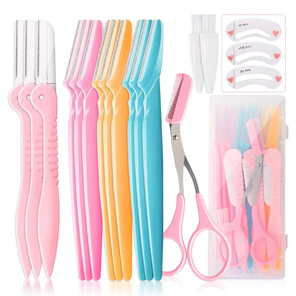 # Hot Sales 12 Pcs Eyebrow Razors Exfoliating Eyebrow Trimmers Eyebrow Grooming Shaper For Women Face Peach Fuzz Hair Removal
