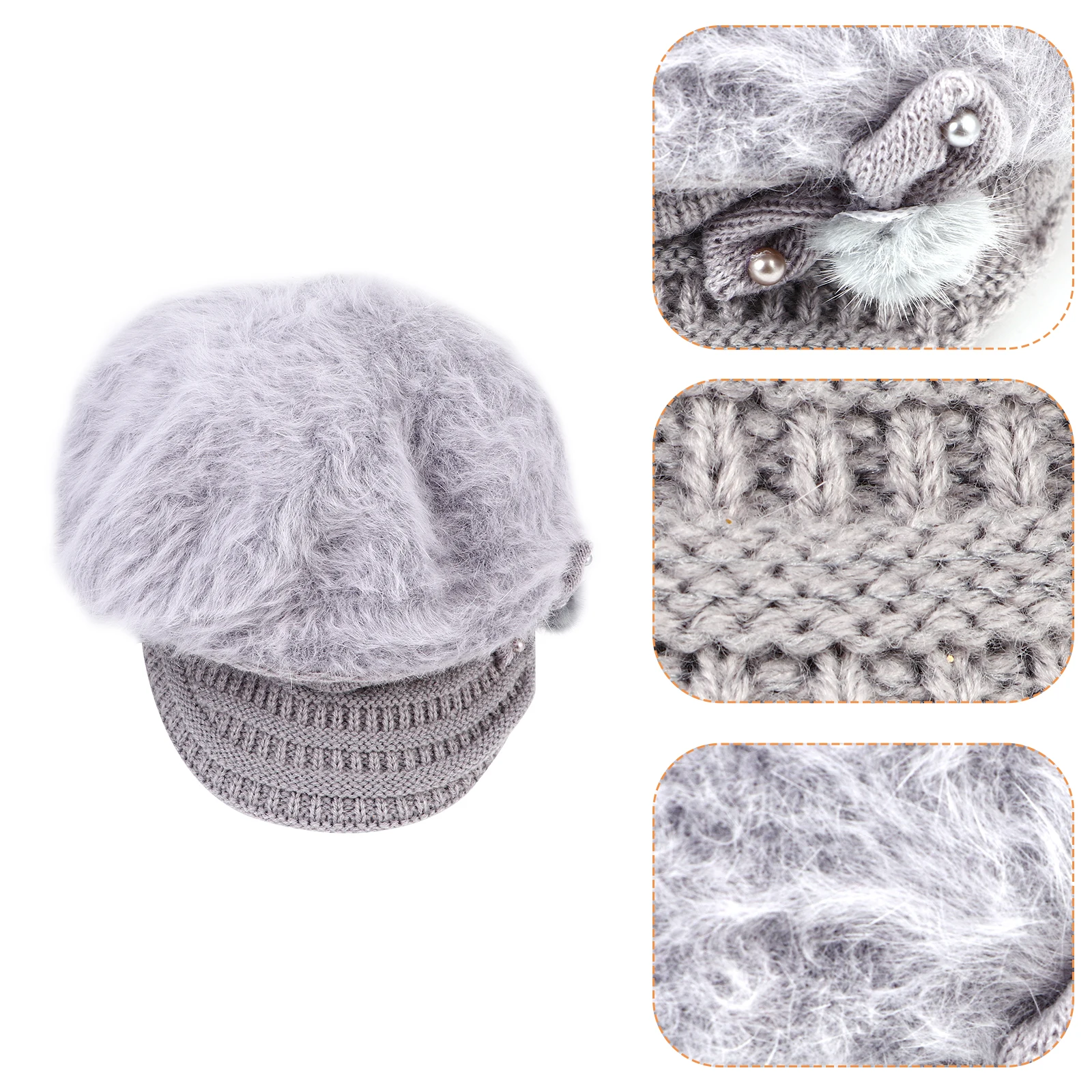 

Premium Rabbit Peaked Hat Knitted Caps Warm Fashionable Female Winter Autumn Soft Comfortable Lightweight Durable Material