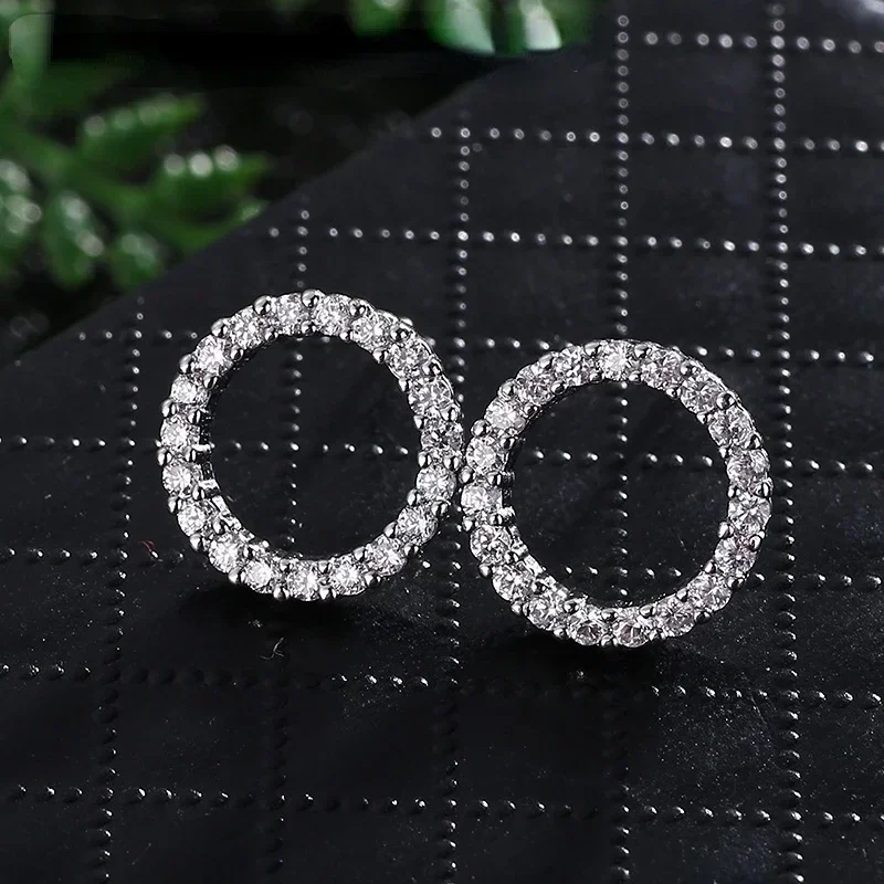 WEIMANJINGDIAN High Quality 12MM Round Circle Shape Cubic Zirconia CZ Zircon Crystal Stud Earrings in White Gold Color