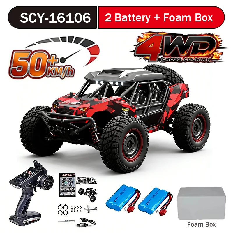 

16106 1:16 50KM/H 4WD RC Car With LED Remote Control Off-road Cars High Speed Drift Monster Truck for Kids vs Wltoys 144001 Toys