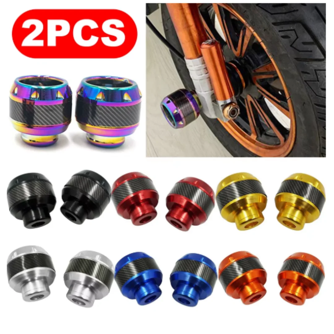 2pcs CNC colorful Front Fork Anti Crash Protector Cup Universal Motorcycle Scooter Axle Anti-Fall Shock Guard Slider Spare Acces