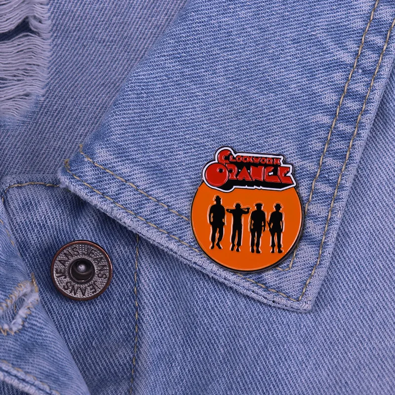 Violence Thriller Movies A Orange Enamel Pins Clockwork Metal Brooch Badge Fashion Jewellery Backpack Accessory Gifts