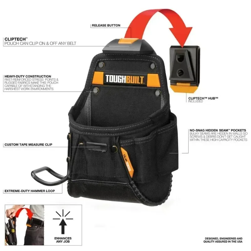 TOUGHBUILT TB-CT-24 Project Pouch Hammer Loop Tools Packaging Tool Bag