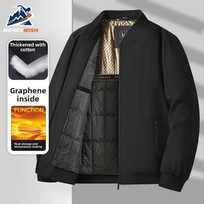 

MONEYWISH Мужская хлопковая куртка, новинка 2025 года, графеновое бархатное утолщенное теплое пальто с защитой от холода, зимняя пуховая куртка для отдыха на открытом воздухе