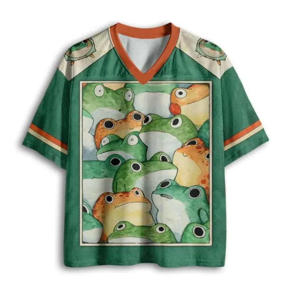 Harajuku Cartoon Niedliche Froschpfote 3D-Druck Atmungsaktiv Schnelltrocknend Herren Damen V-Ausschnitt T-Shirt Street Fashion Lässige Eltern-Kind-Kleidung – Detail 2