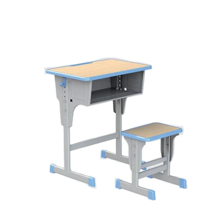 Modern Metal School Classroom Furniture Wooden Study Single Children Desk And Chair Set Highschool Student Desk School Area