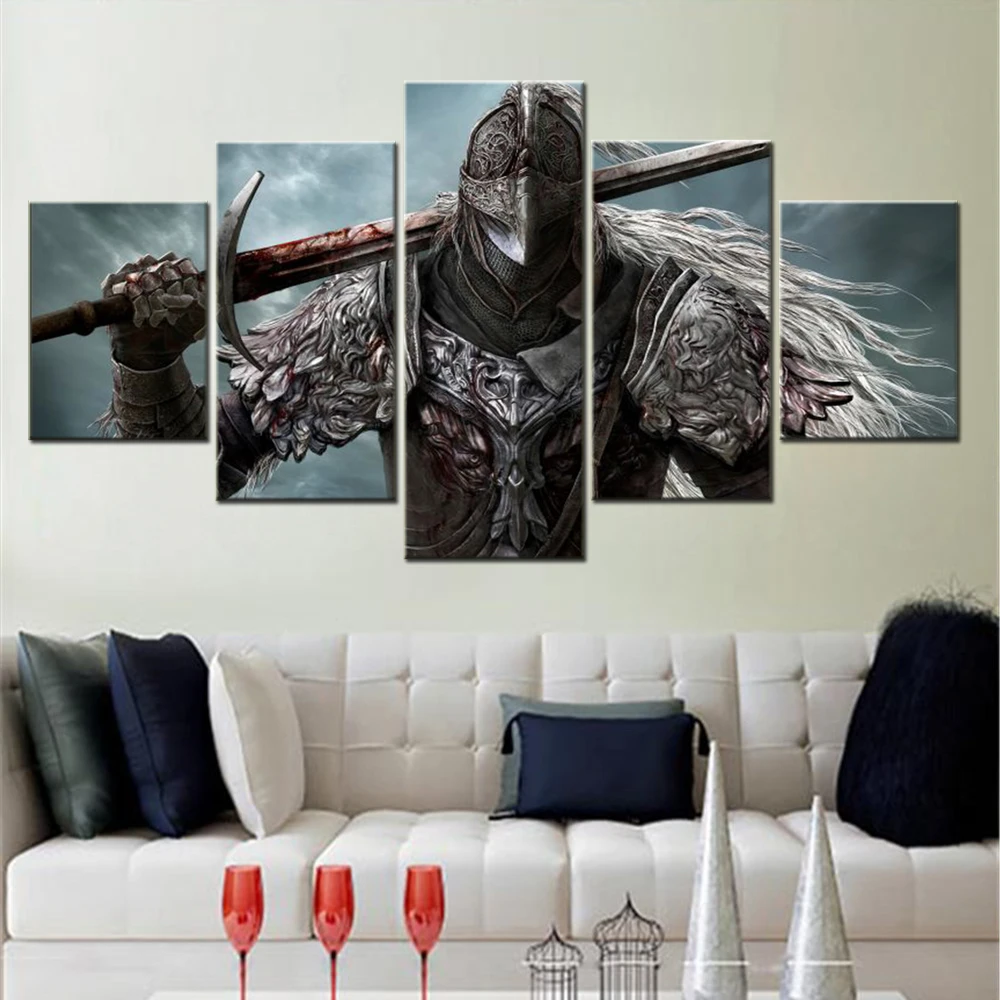 5 Pieces Wall Art Canvas Games Poster The Tarnished Decor Wallpaper Painting Living Room Picture Print Bedroom Home Decorative