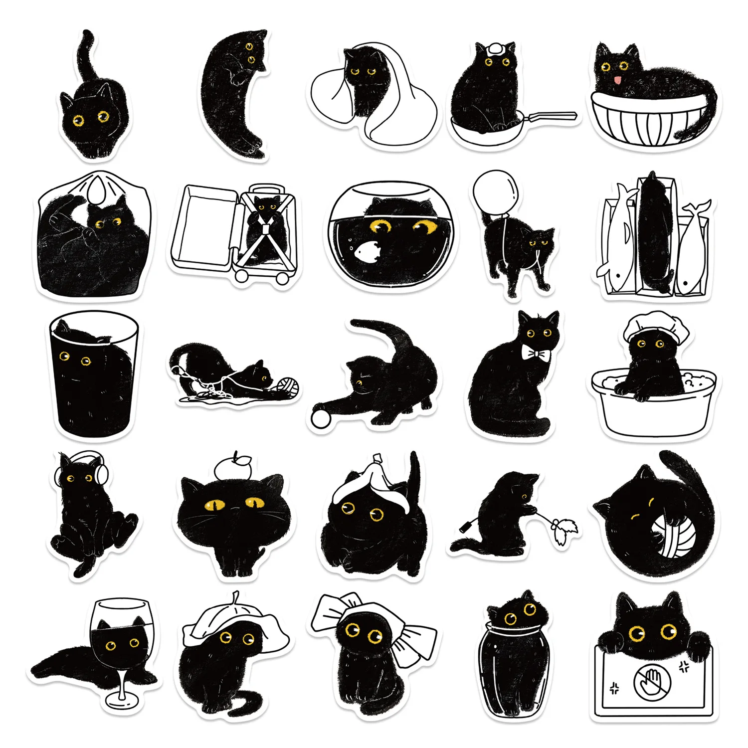 10/50 قطعة الأسود القط الحياة سجل الكتابة على الجدران ملصقات الكولاج المواد ملصق للهاتف الكمبيوتر المحمول القرطاسية DIY بها بنفسك اللعب سر ﻿