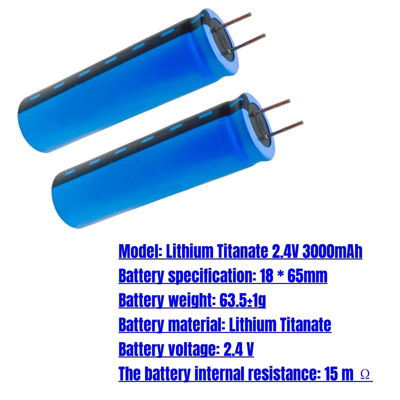 2.4V 3000mAh LTO 18650 sel Lithium Titanate 15C daya isi ulang baterai suhu rendah waktu siklus 25000