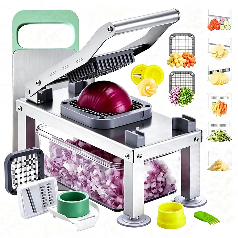 Food Slicer Multi-Functional with Interchangeable Blades Slices, Shreds, Strips & Grinds