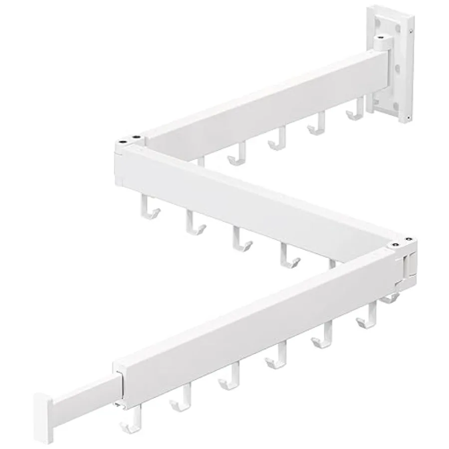 

Clothes Drying RackLaundry Space Saver Wall Mounted Retractable Collapsible Tri-Fold White Color Rack Clothing
