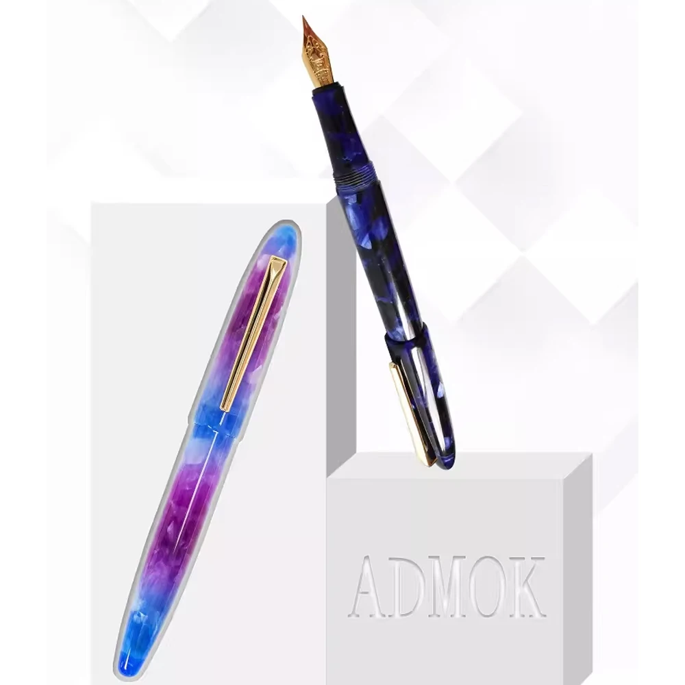 New ADMOK D56 Acrlic Fountain Pen Torpedo design Schmidt Iridium EF/F Nib Piston inking Stationery Business Writing Gifts pens