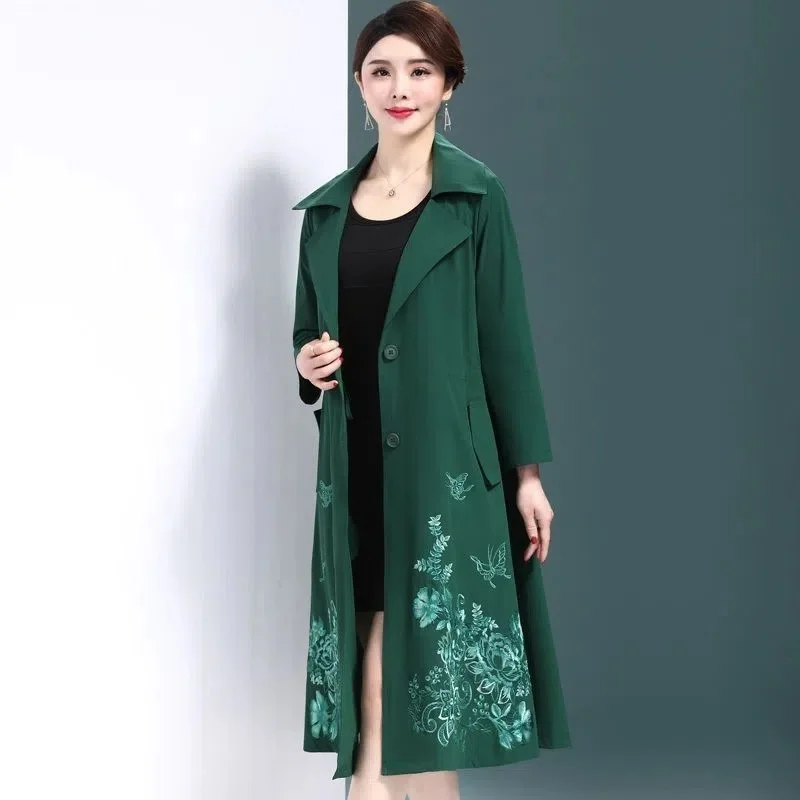 [Lined] Medium Long Windbreaker For Women In Spring Autumn 2023 New Temperament Age Reducing High-End Middle-Aged Mother Coat