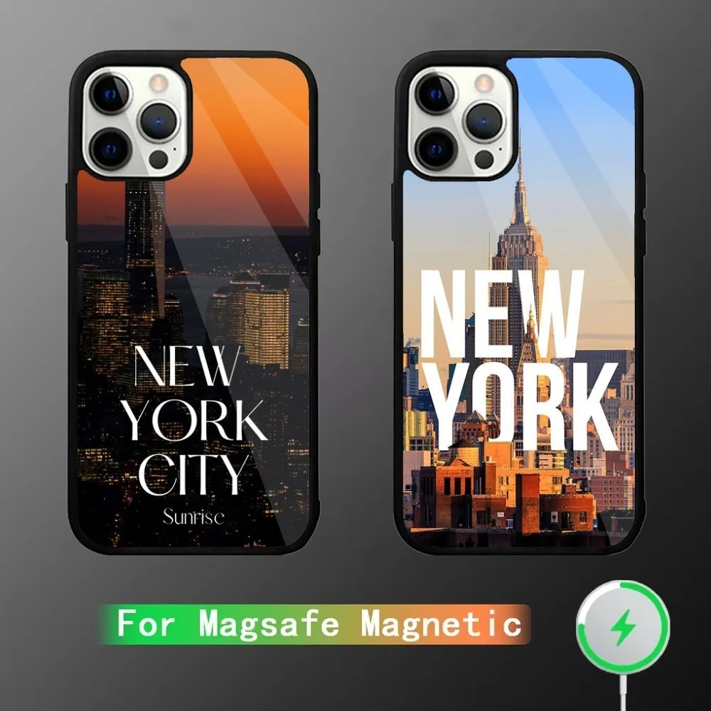 New York City NYC Phone Case For iPhone 15,14,13,12,11,Plus,Pro,Max Mini Magsafe Magnetic Wireless Charging