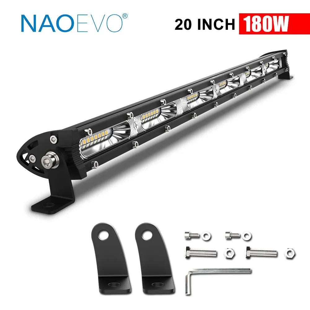 7'' 13'' 20 inch 180W LED Light Bar 12V 24V Floodlight Led DRL Fog Running Led Work Light 4x4 Off Road For Jeep Truck Trailer