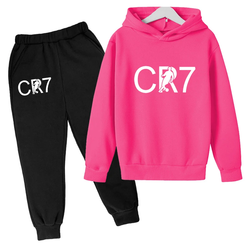 Kids CR7 Sports Brand Clothing Spring and Autumn Hoodie Boys Girls Top + Trousers 2P Sportswear Coat Casual Fashion Jogging Set