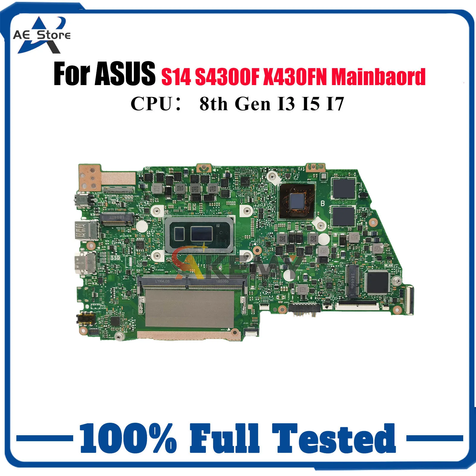 

X430FN Laptop Motherboard For ASUS VivoBook X430FN K430F R430F X430F X430FA V430F S14 S4300F S430F Mainboard With I3 I5 I7 CPU