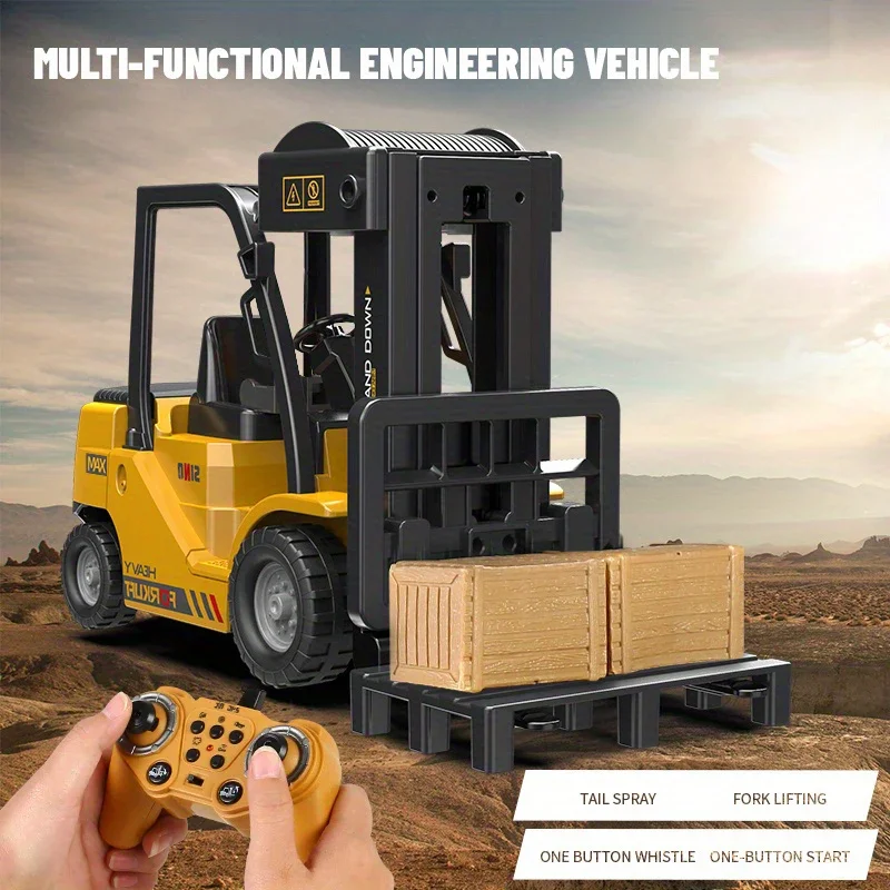 1:24 RC Forklift 2.4G Remote Control Crane Truck Electric Engineering Vehicles Kids Toys for Boys Child Birthday Christmas Gifts
