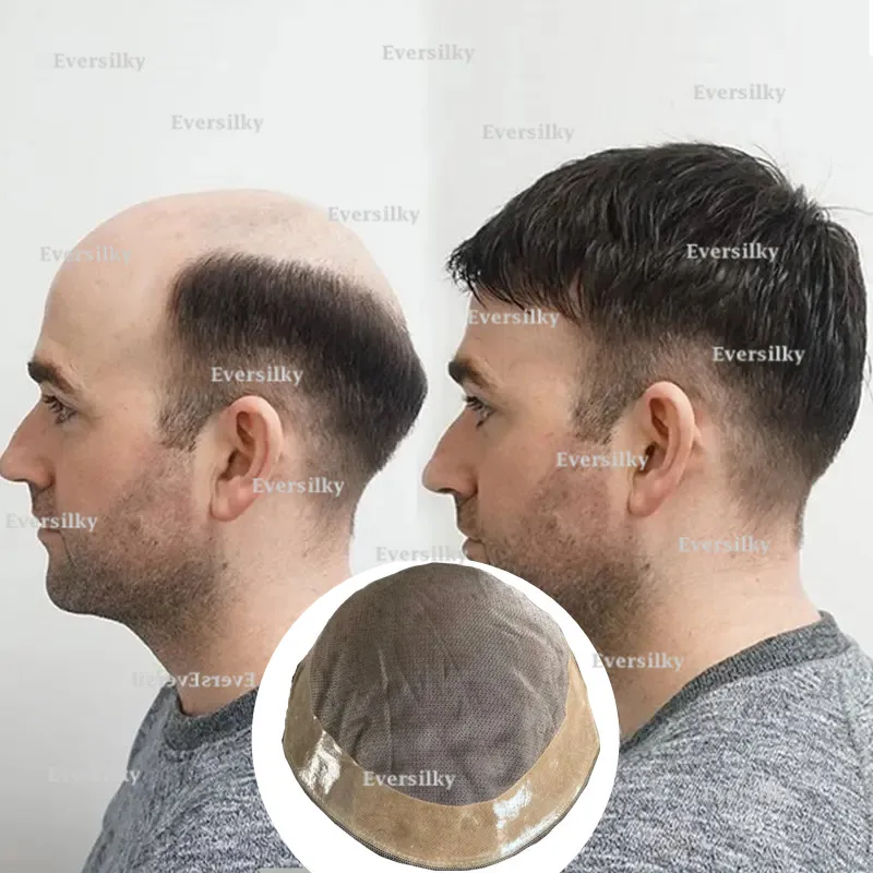 

Durable men's wig Breathable Mono lace & NPU natural hairline replacement men's unit with breathable system capillary prosthesis