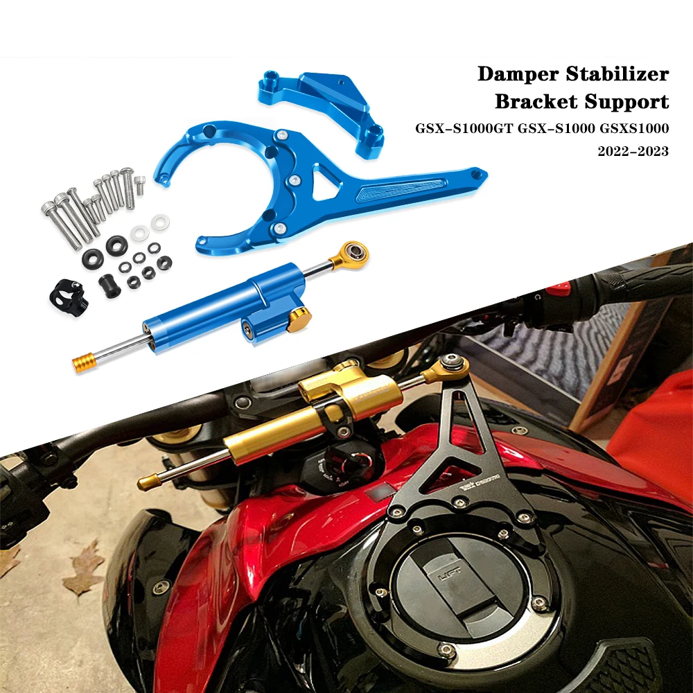 

GSXS GSX-S 1000/F Steering Damper Stabilizer Bracket Support Mount Kit Accessories for GSXS1000 GSX-S1000F 2016-2021 2022 2023