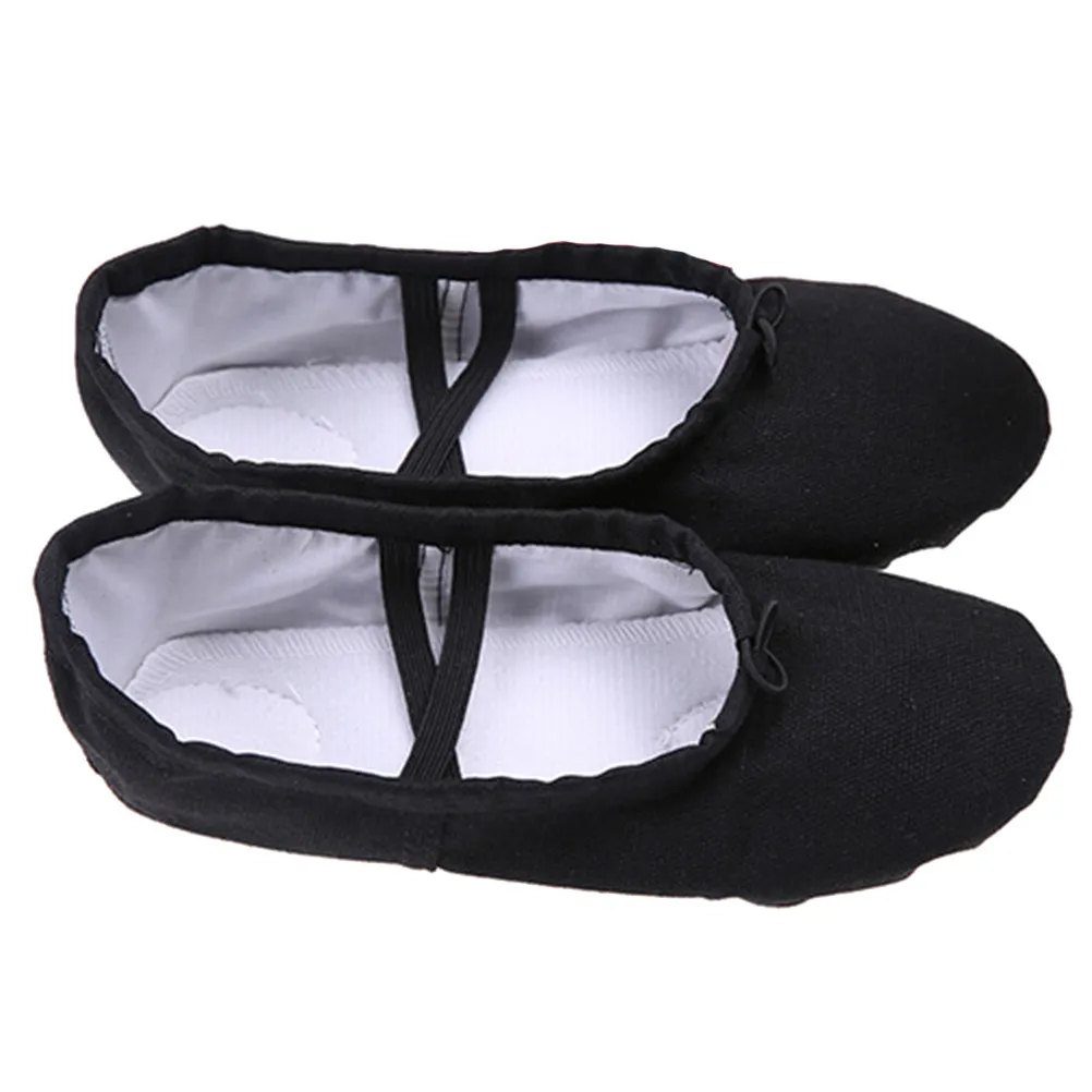 

Girls Children's Ballet Shoes Classic Canvas Split-Sole Black Size 32 Lightweight Breathable Dance Flats Yoga Shoes for Kids