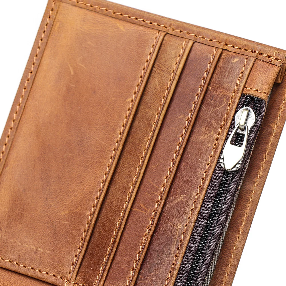 Men's summer new top layer cowhide short wallet solid color change clip multi slot card bag two fold wallet front pocket wallet