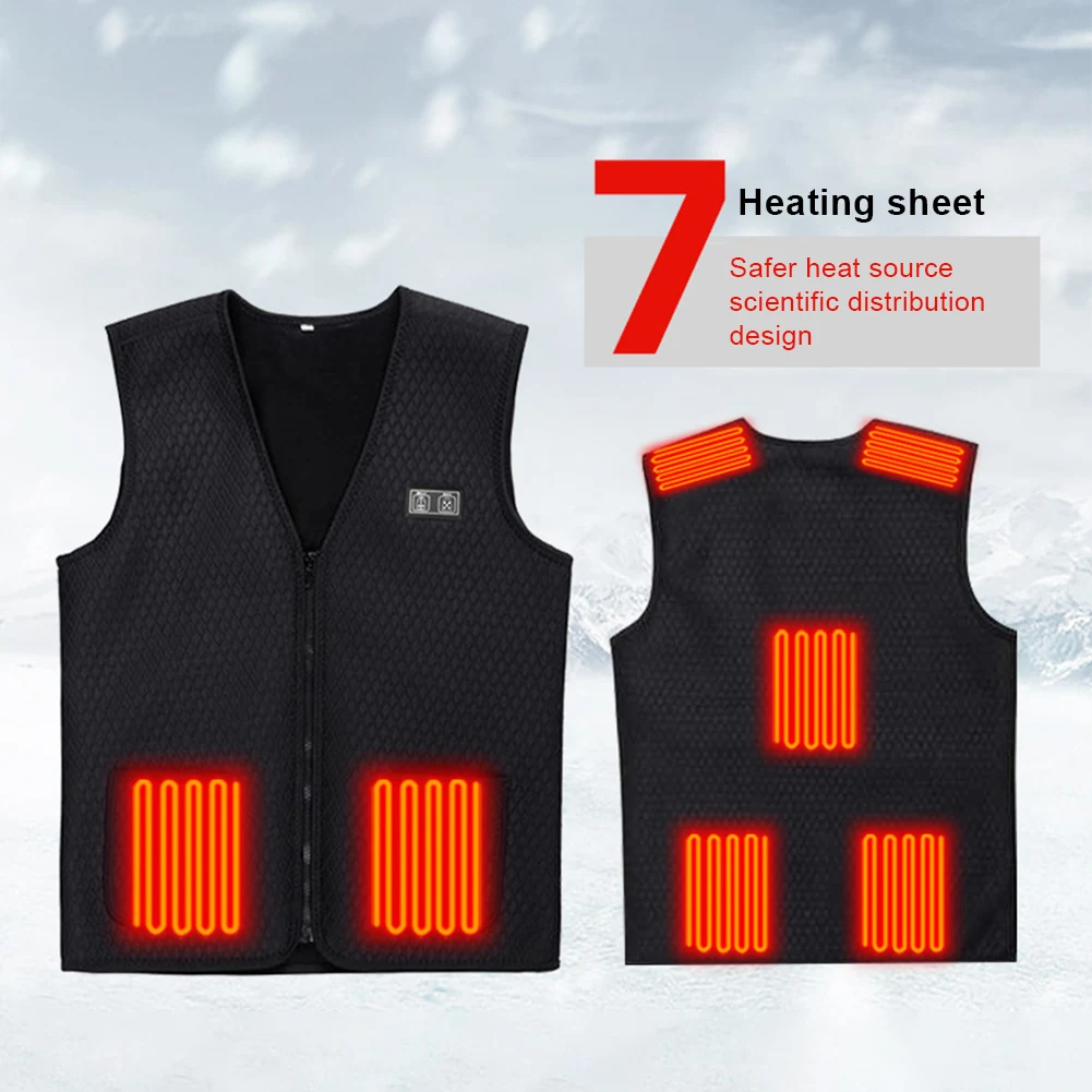 7 Areas Heated Motorcycle Jacket Electric Rechargeable Heating Vest Outdoor Sports Thermal Waistcoat 3 Level Gilet for Men Women