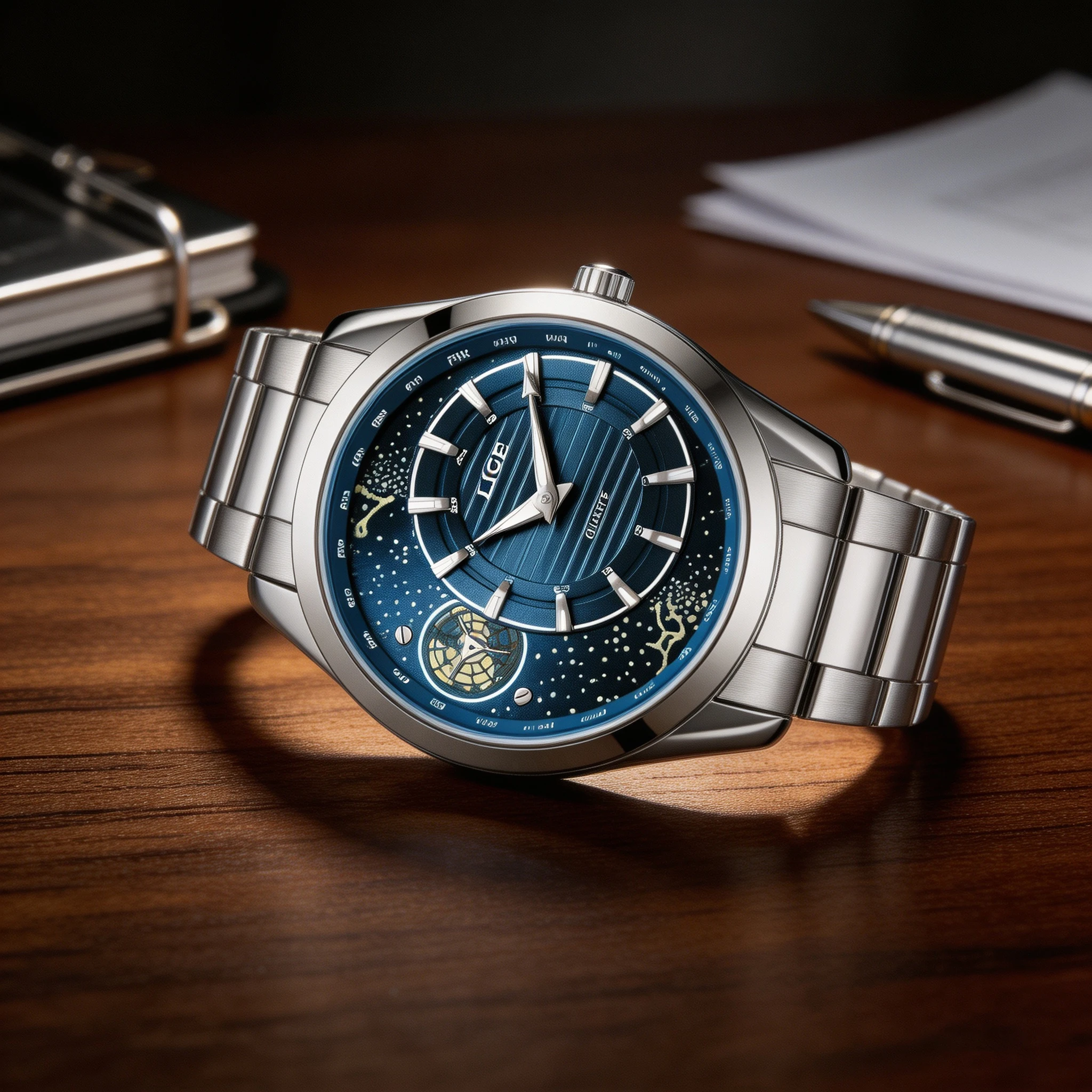 LIGE New Fashion Men Quartz Watch Rotating Earth Dial Of Creative Blue Planet Pointer Steel Band Waterproof Men Watch Reloj