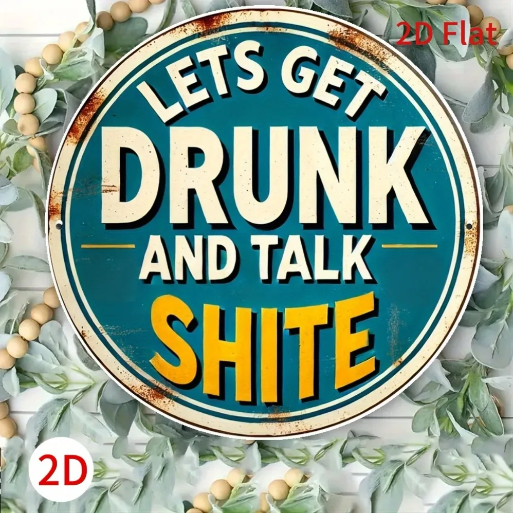 Decoración de pared de aluminio con temática de barra retro: letrero de metal impermeable con eslogan humorístico: divertida placa vintage para bares