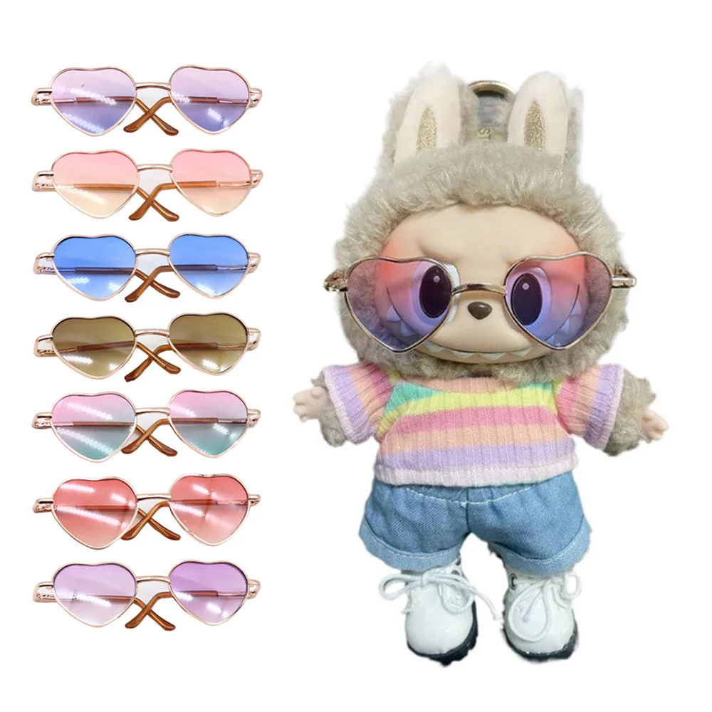 

1st/2nd/3rd Gen Labubu Doll Accessories - Colorful Gradient Heart-Shaped Glasses Vinyl Pendant Glasses