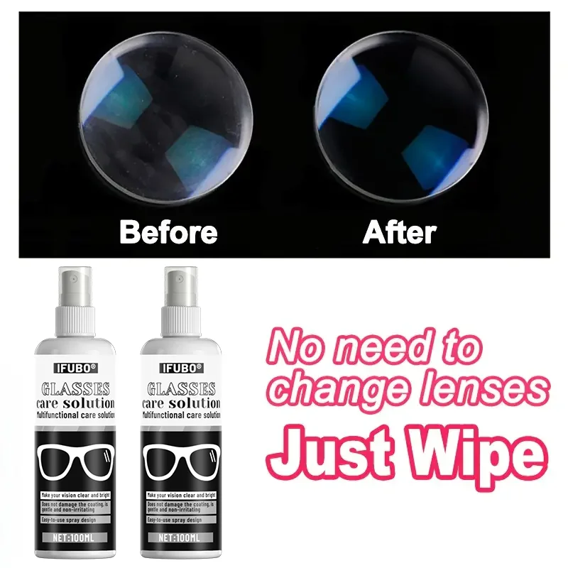 IFUBO 100ML Multi Purpose Optical Lens Screen Cleaning Spray for Glasses Phone Camera Computer Tablet TV Quick Clear View Pro