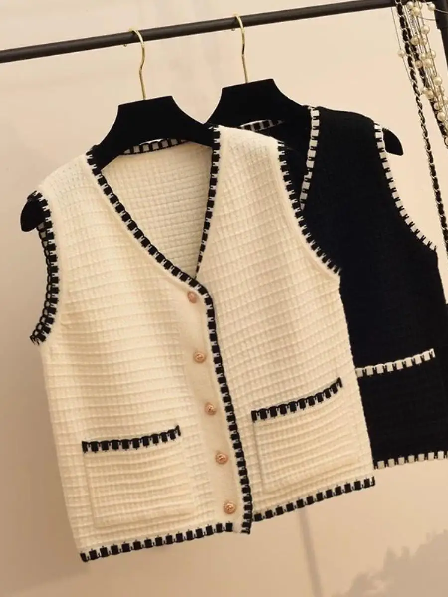 

ort Knitted Open Cardigan Vest Women's Svel oulder Pad Autumn New Sle Faion Casual Versatile Striped Top